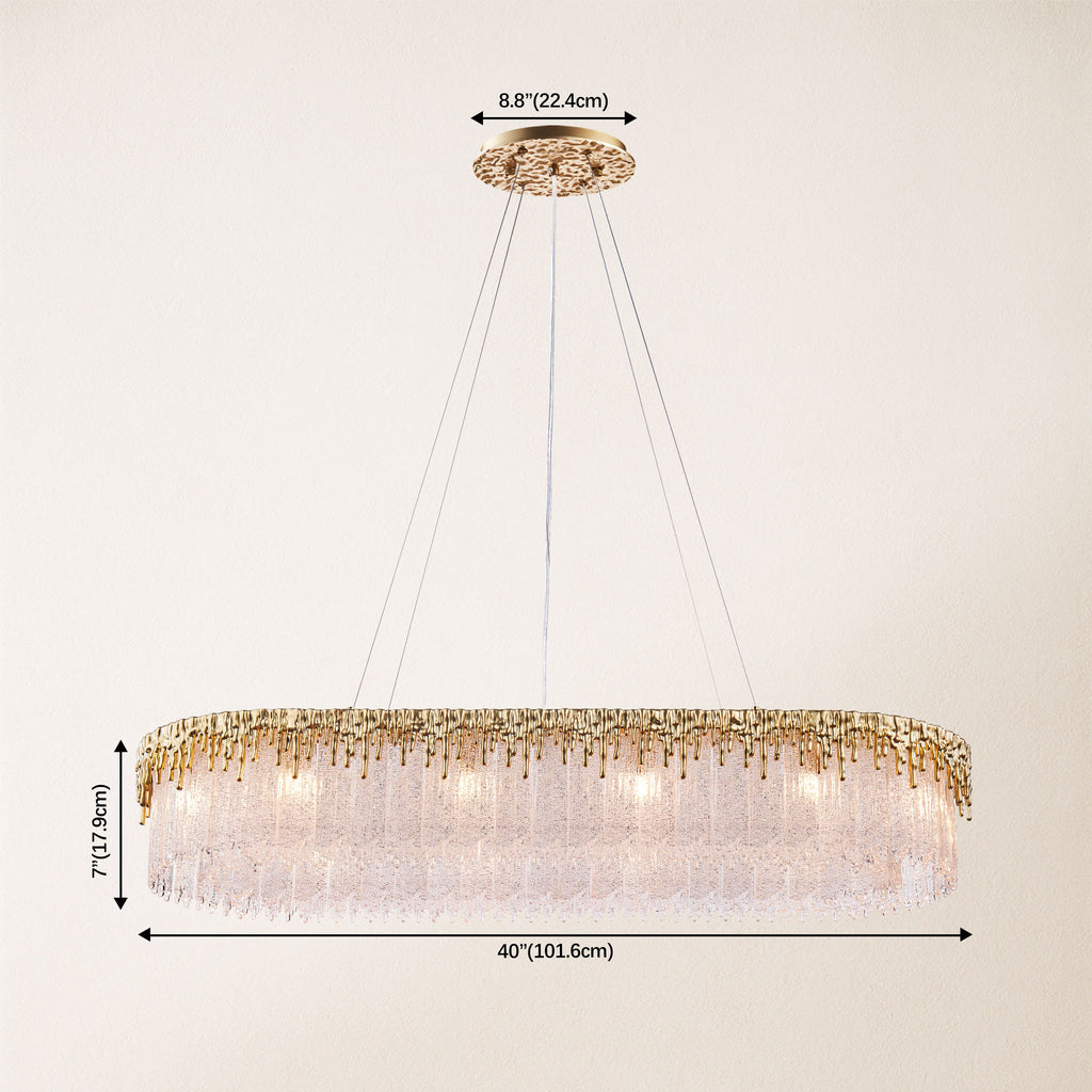 Ethereal Flow Crystal Glass Rectangular Chandelier 40"W